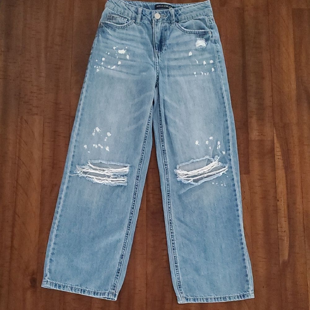 Vanilla Star Girl's Distressed Boyfriend Jeans - Size 8